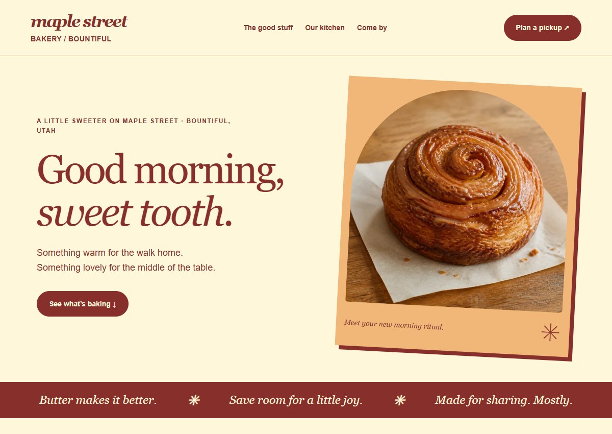 Maple Street Bakery website concept
